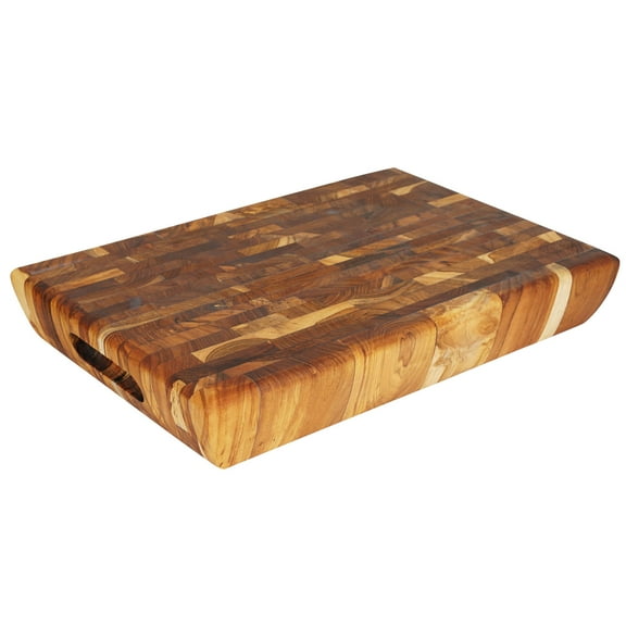 Rico & Plato Podina End Grain Teak Cutting Board | 17 5/7" L x 11 4/5" W x 2 3/4" H