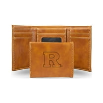 Rico Rutgers Brown Faux Leather Laser Engraved Trifold