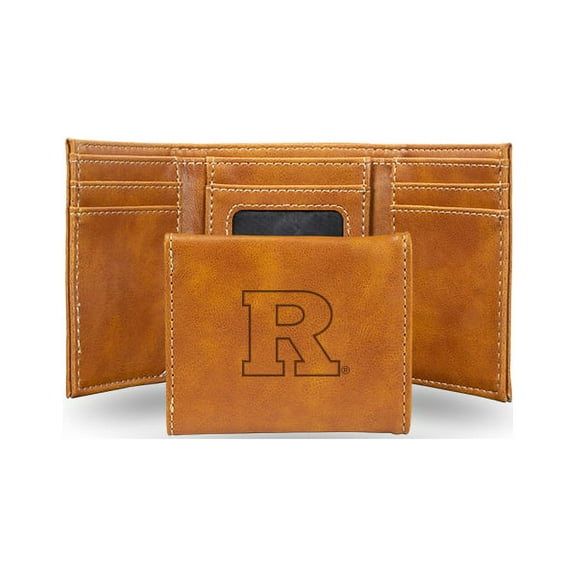 Rico Rutgers Brown Faux Leather Laser Engraved Trifold
