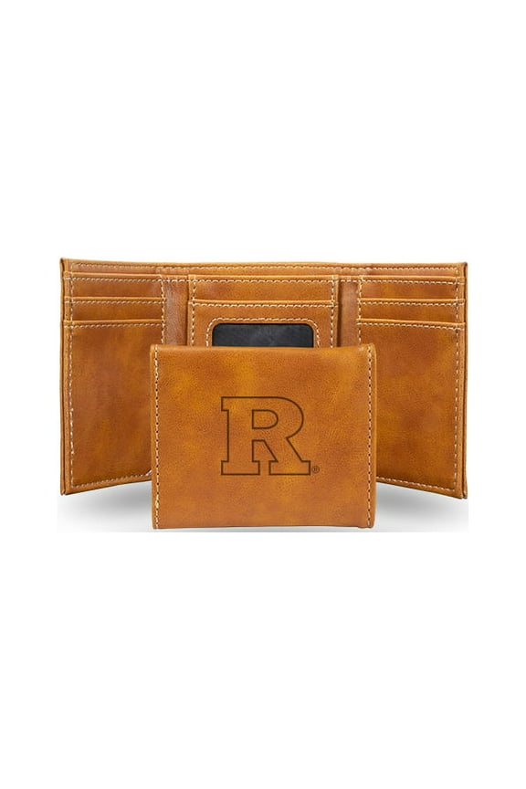 Rutgers Brown Faux Leather Laser Engraved Trifold