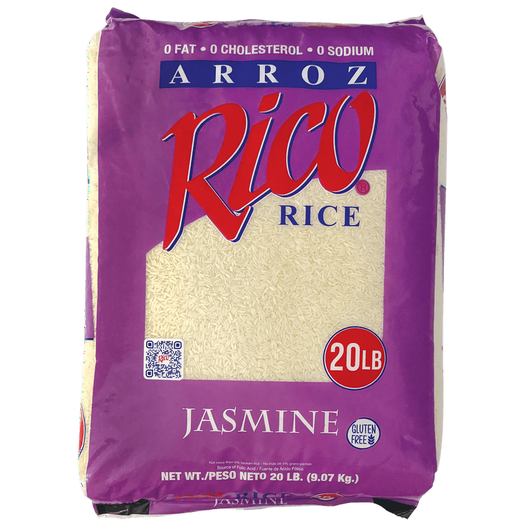 Rico Rice. Thai Jasmine Rice 20 pounds. Low Fat. Cholesterol Free