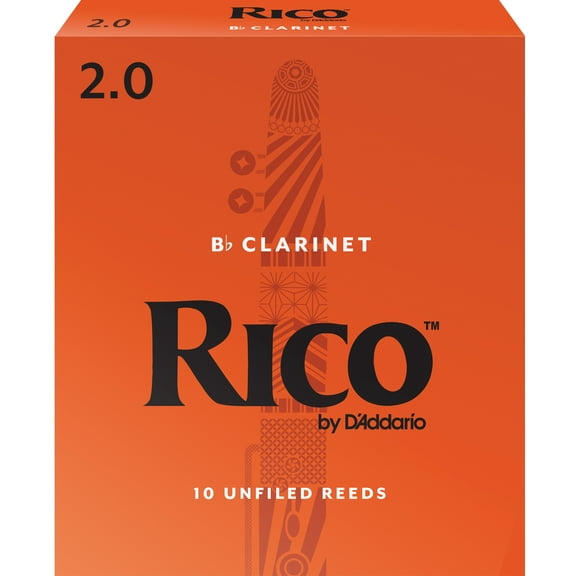 Rico by D'Addario Bb Clarinet Reeds, Strength 2, 10-pack