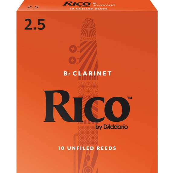 Rico by D'Addario Bb Clarinet Reeds, Strength 2.5, 10-pack