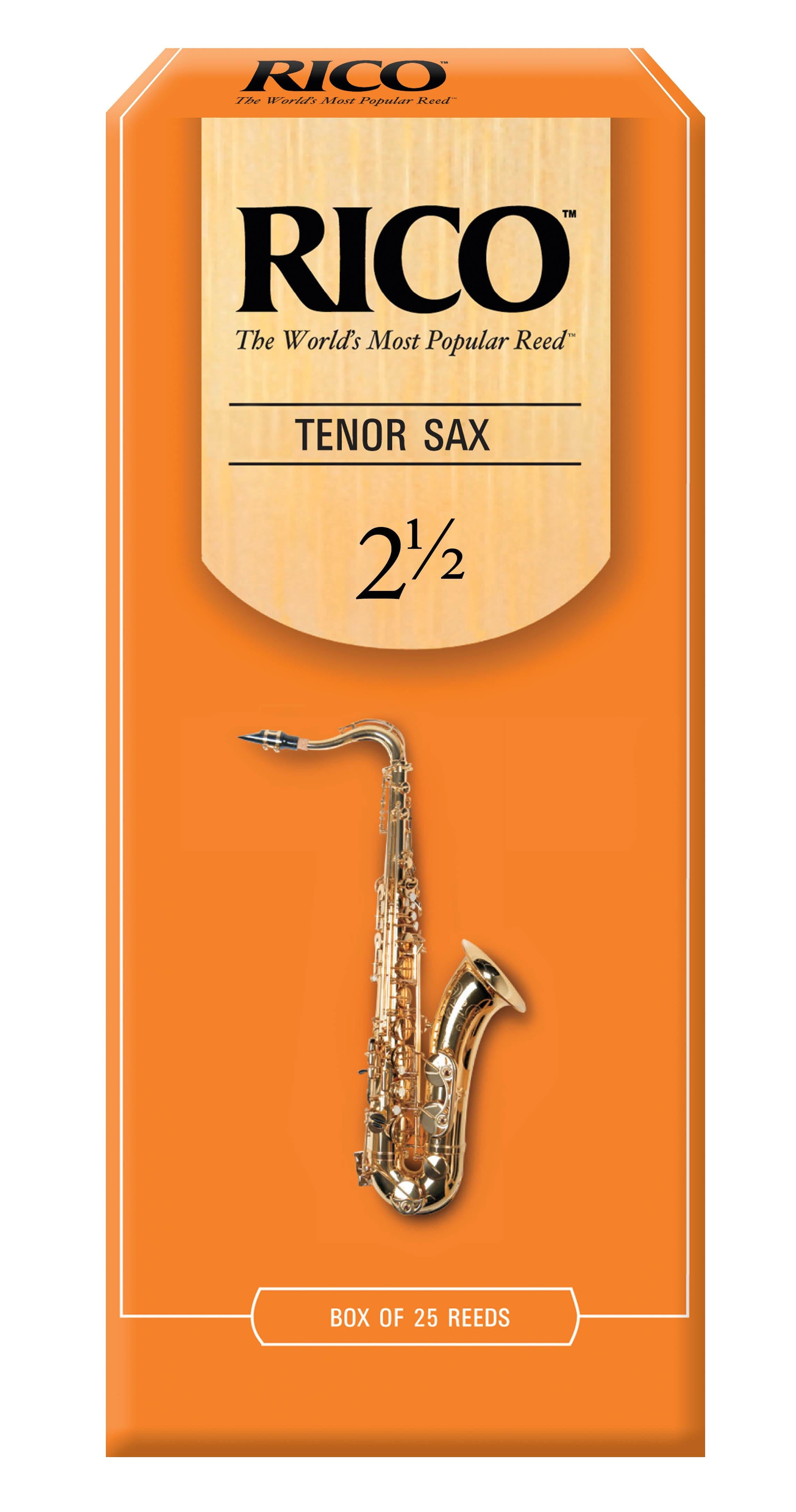 Rico by D'Addario Tenor Sax Reeds, Strength 2.5, 25-pack