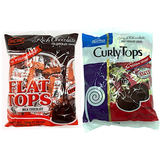 Ricoa Curly Tops and Flat Tops Filipino Chocolate Bundle, 2 each