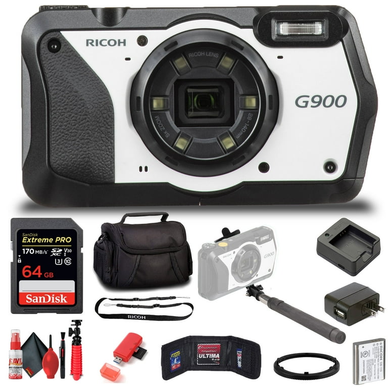 Ricoh G900 Waterproof Digital Camera + 64GB Extreme Pro SD Card +