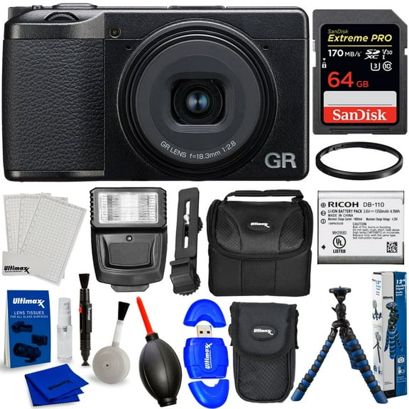 Ricoh GR III HDF Digital Camera - 10PC Accessory Bundle