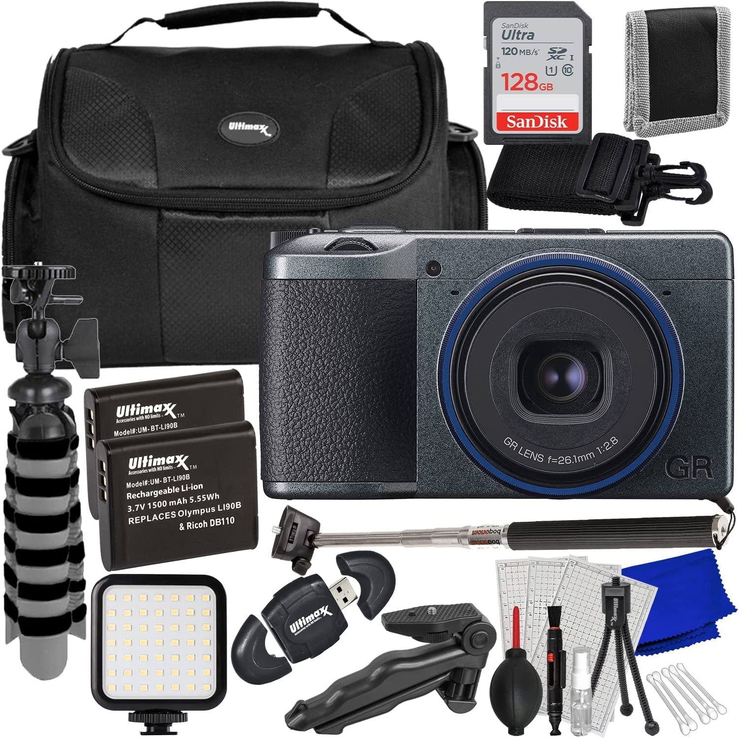 Ricoh GR IIIx Digital Camera 15286 - 10PC Accessory Bundle with