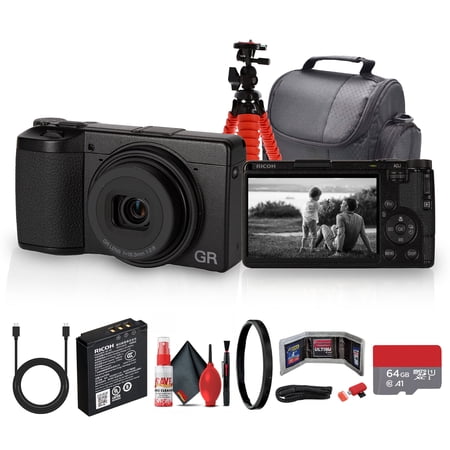 Ricoh GR IV Monochrome Digital Camera 25.74MP APS-C | f/2.8 Lens, No Color Filter Array, Built-in Red Filter, Street Photography Camera + 64GB Memory Card