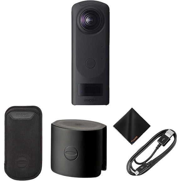 Ricoh Theta Z1 360 Camera Bundle, 51GB OLED Display Dual Lens Camera with Lens Cap and Cleaning Cloth