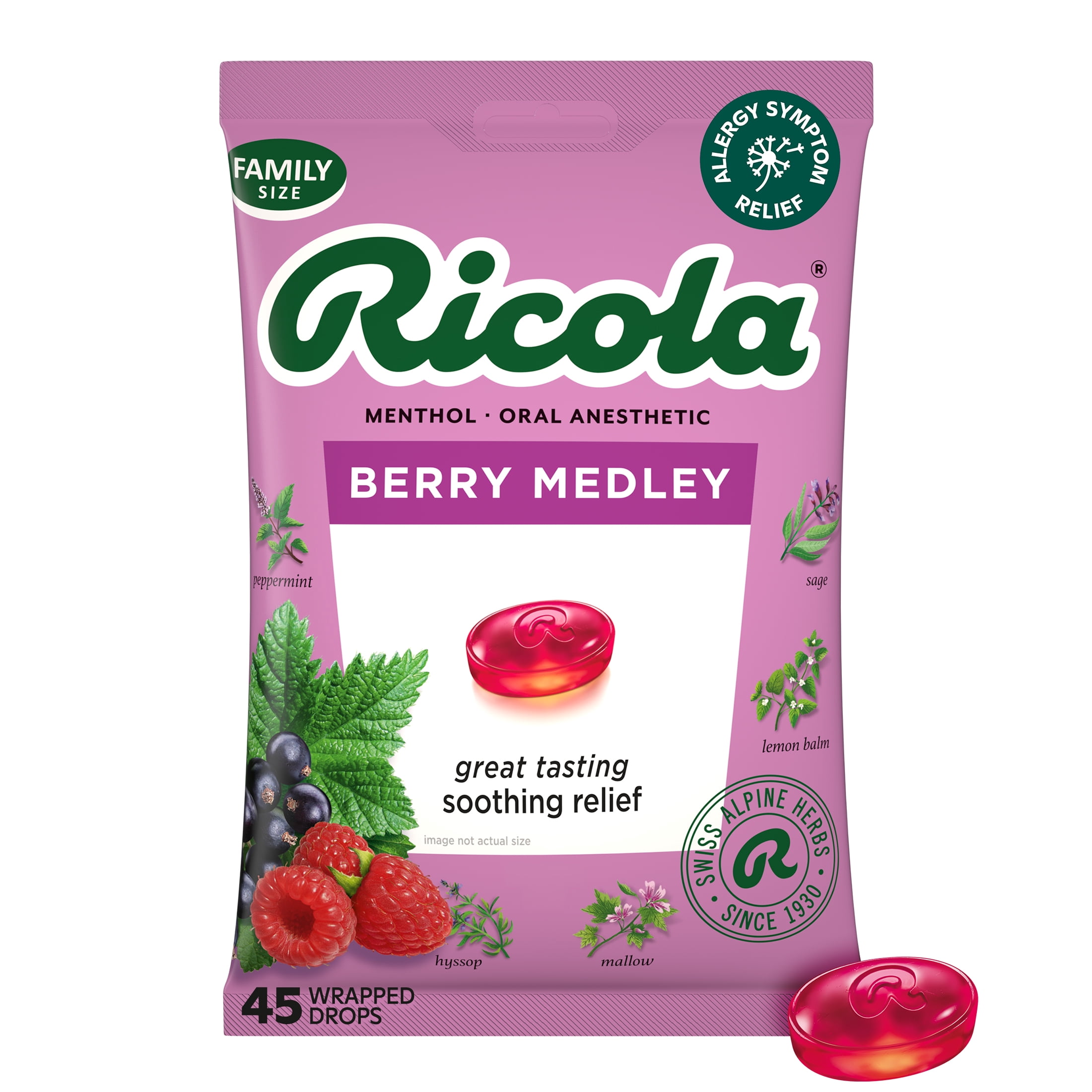 Ricola Berry Medley Herbal Throat Drops, Value Pack, 45 Count