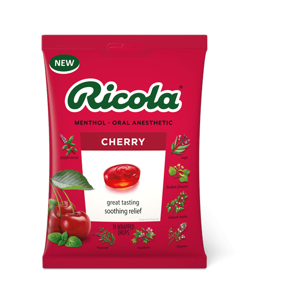 Ricola Cherry Throat Drops | Delicious Throat Refreshment & Oral Anesthetic, 19 Count