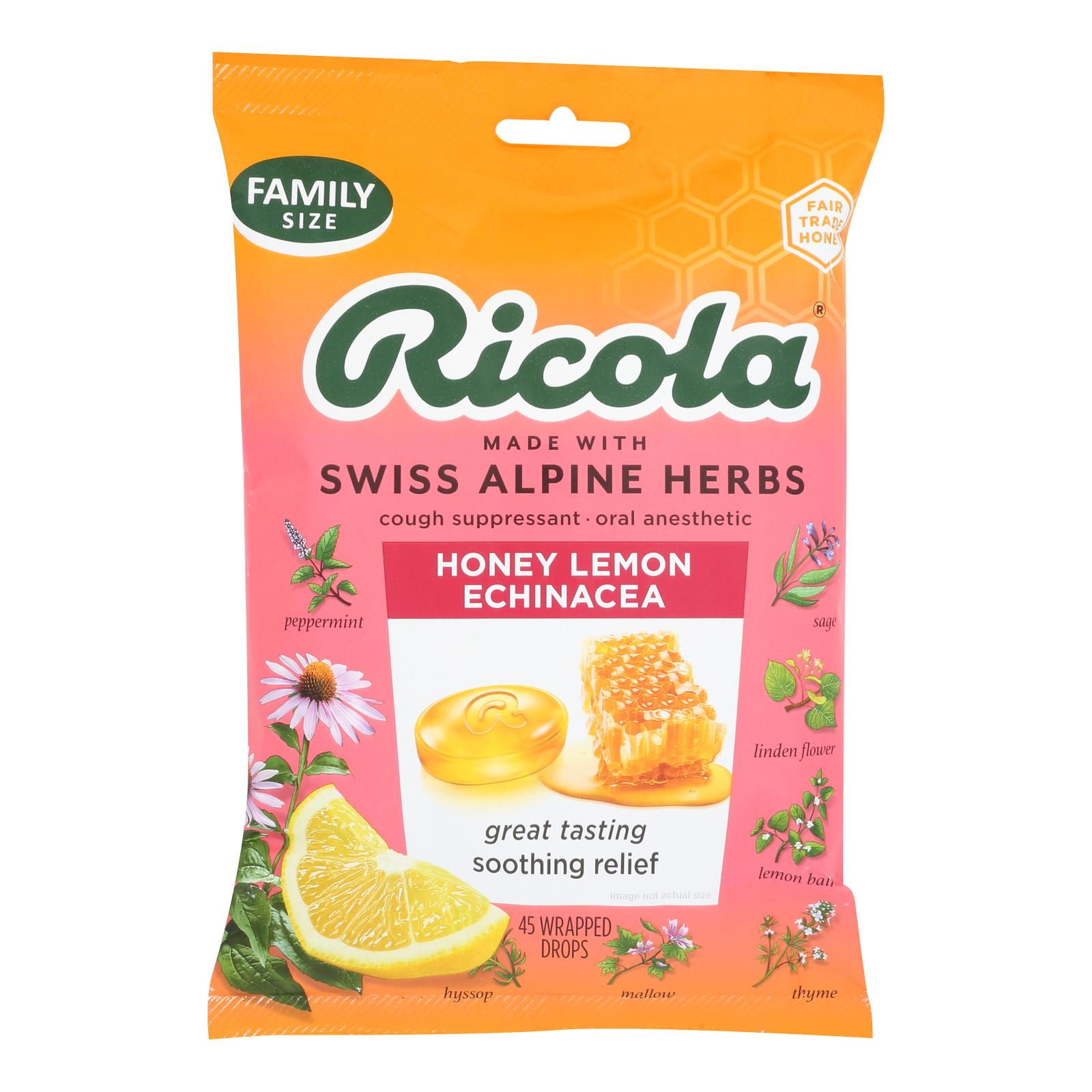 Ricola Cough Drops Honey Lemon Echinacea Case Of 12 45 Count