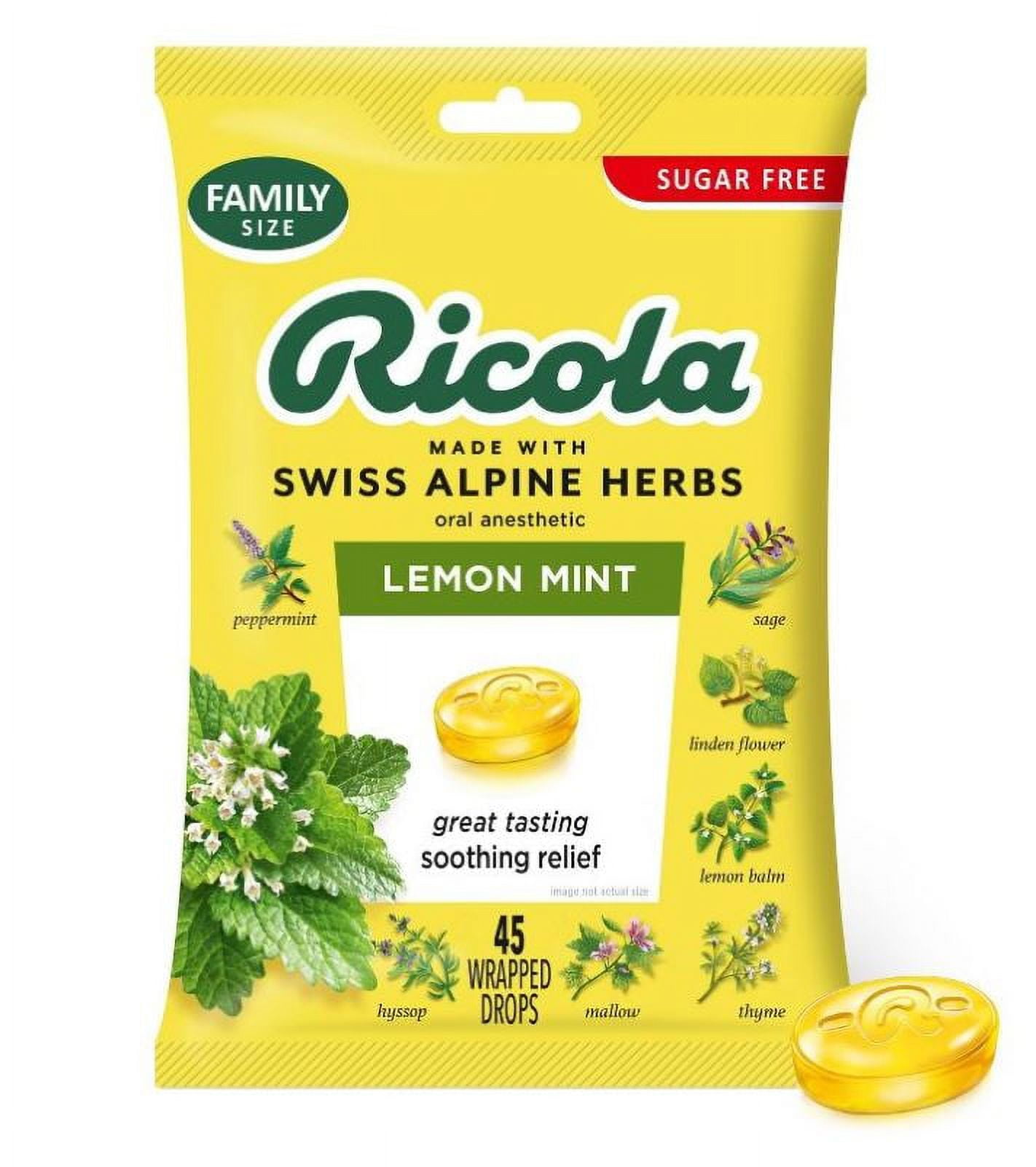 Ricola Cough Drops Sugar Free Lemon Mint 45 Wrapped Drops Pack Of