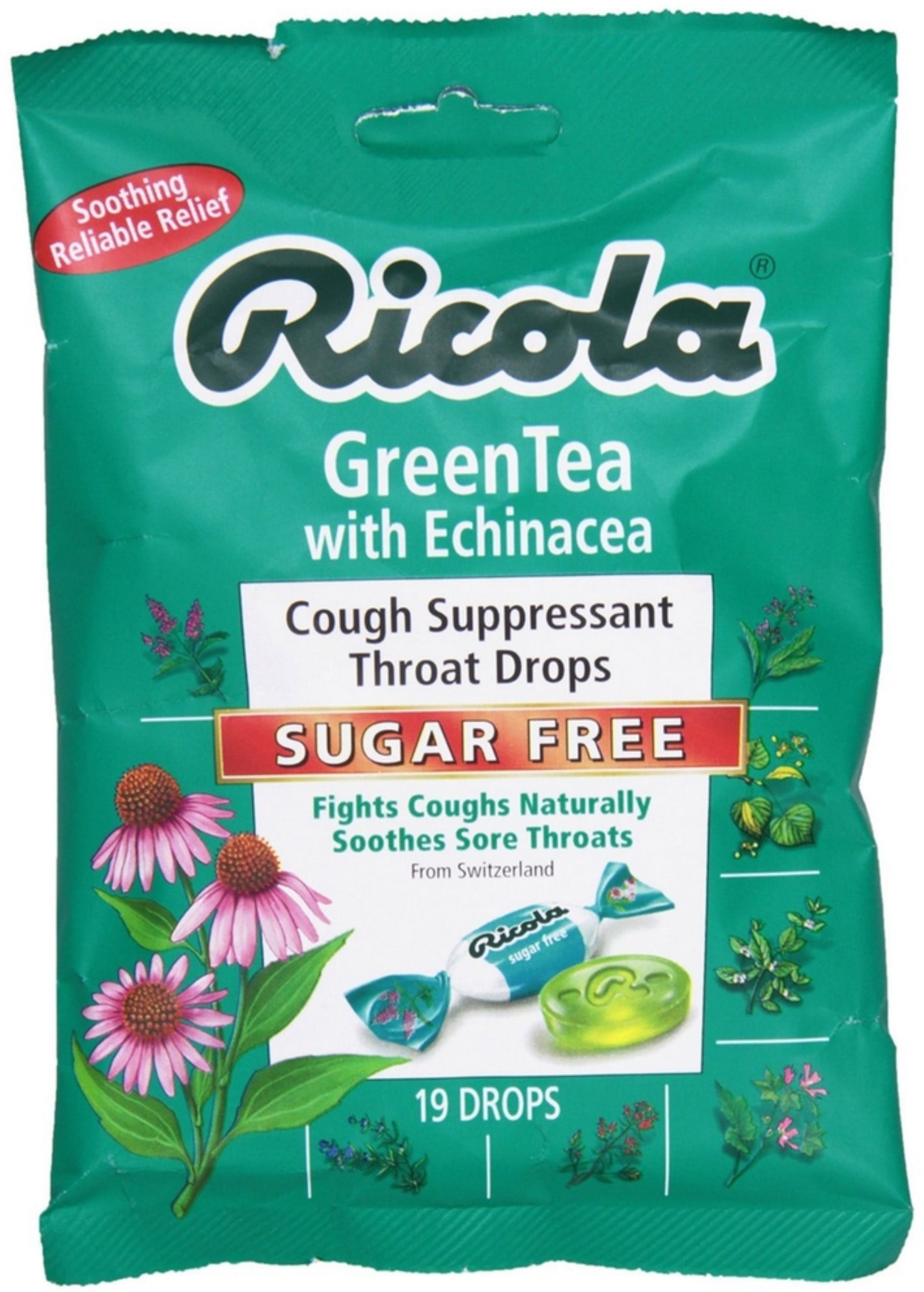 Ricola Cough Suppressant Throat Drops, Sugar Free, Green Tea with