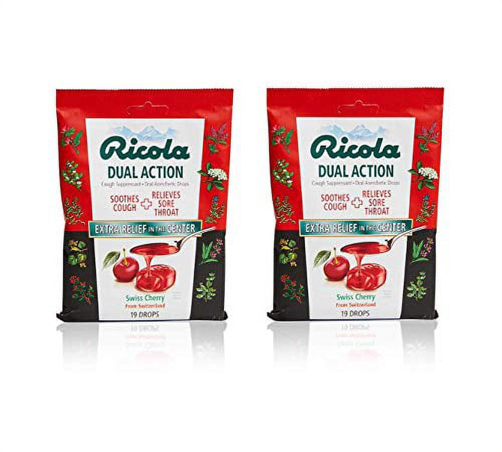 Ricola Dual Action Cherry Herbal Cough Suppressant Throat Drops, 19ct