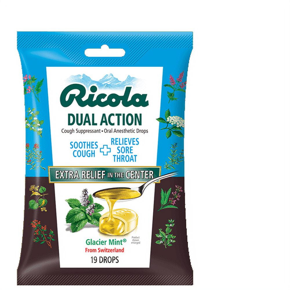 Ricola Extra Strength Glacier Mint® Cough Suppressant Drops 19 ct Pouch