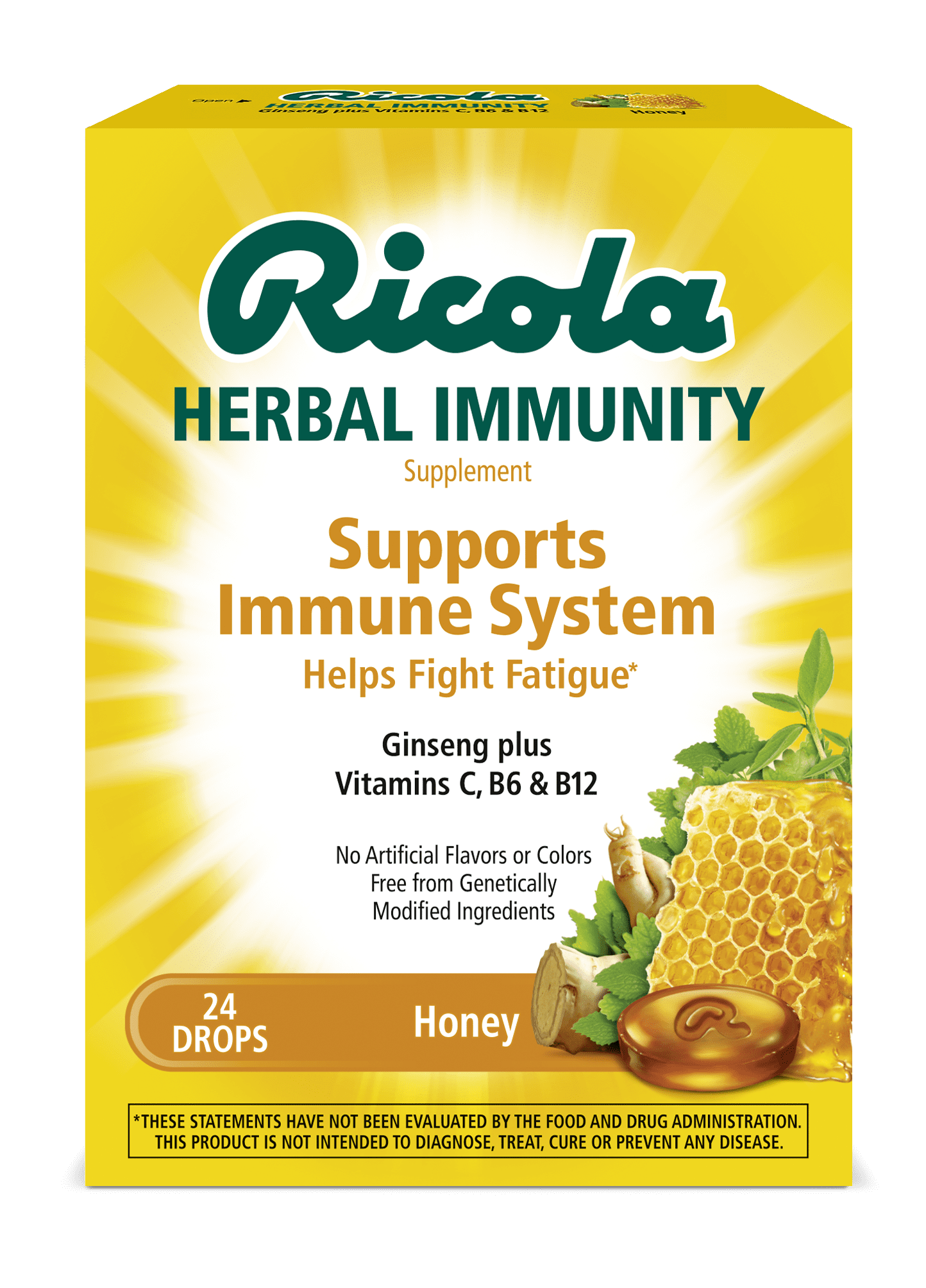Ricola Herbal Immunity Supplement Honey Lozenges, 24 Count 