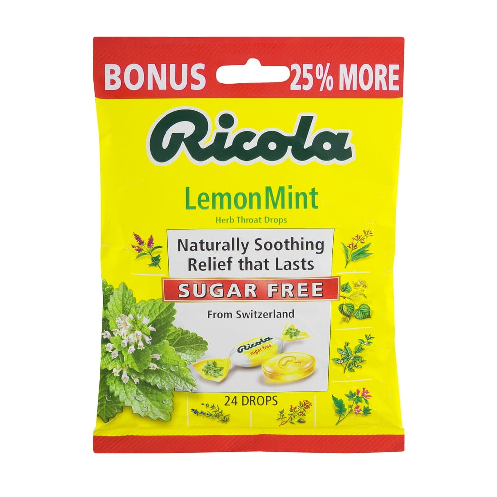 Ricola Lemon Mint Herb Throat Drops Sugar Free - 24 CT