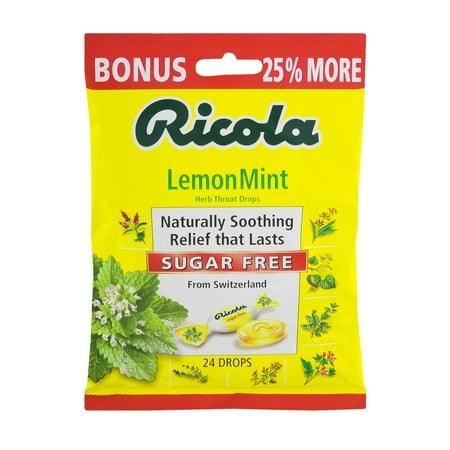 (3 Pack) Ricola Lemon Mint Herb Throat Drops Sugar Free - 24 CT