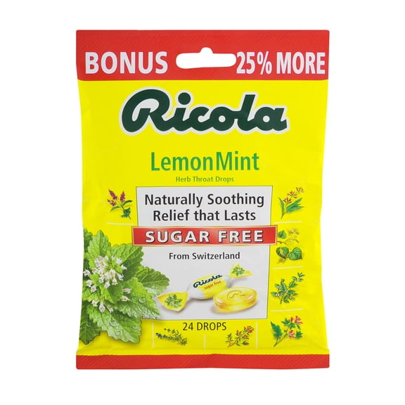 Ricola Lemon Mint Herb Throat Drops Sugar Free - 24 CT