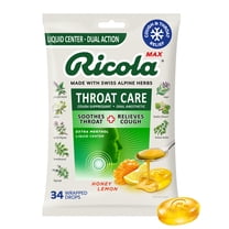 Ricola Max Throat Care Honey Lemon Cough Drops for Sore Throat   Cough Relief, Value Pack, 34 Count
