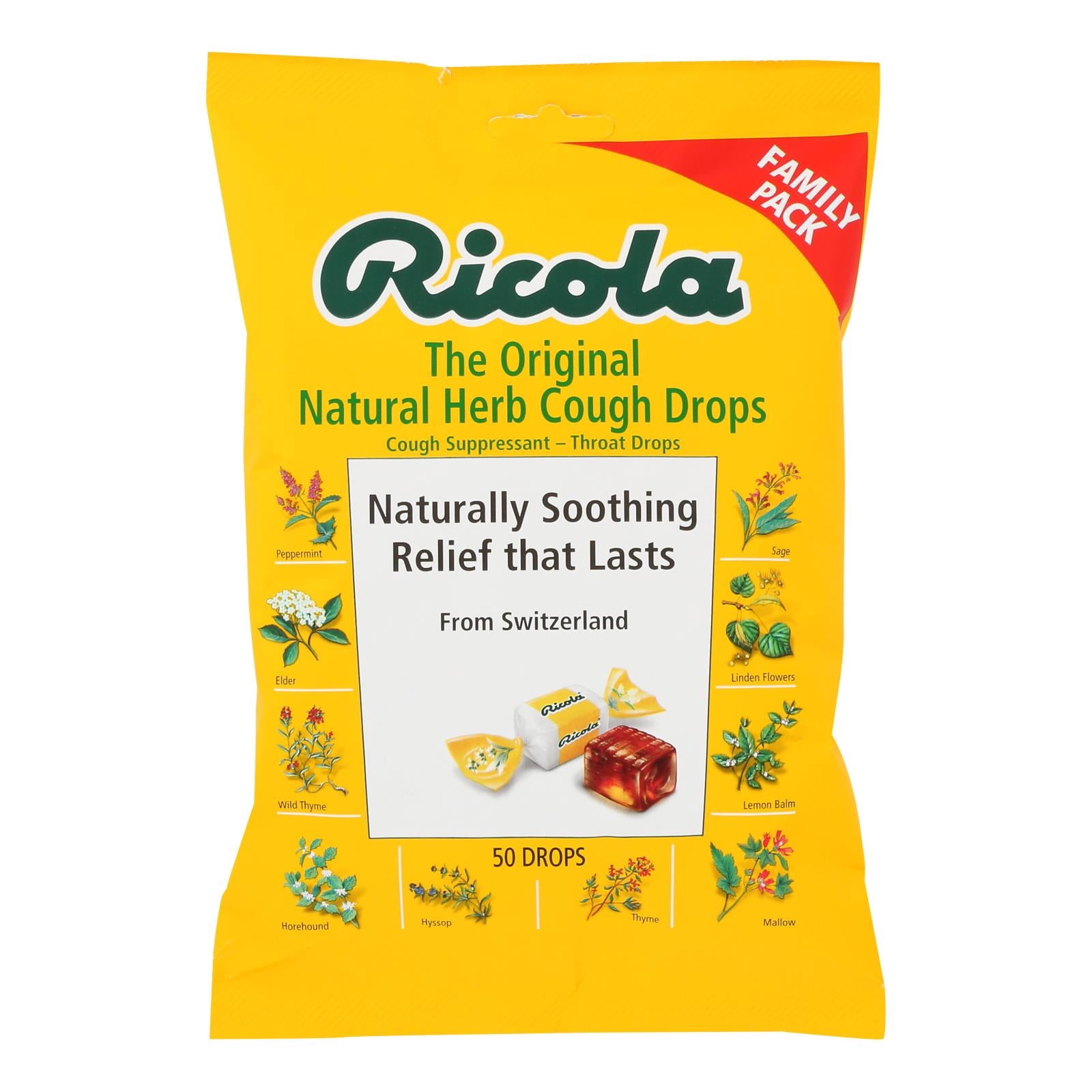 Ricola Natural Herb Drops for Cough, 50 ct, 12-Pack