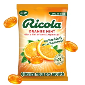 Ricola Sugar Free Orange Mint Mouthwatering Drops to Quench Dry Mouth, 40 Count