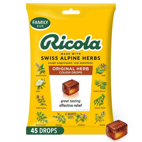 Ricola Original Herb Soothing Cough Drops - Throat Relief & Cough Suppressant, 45 Count
