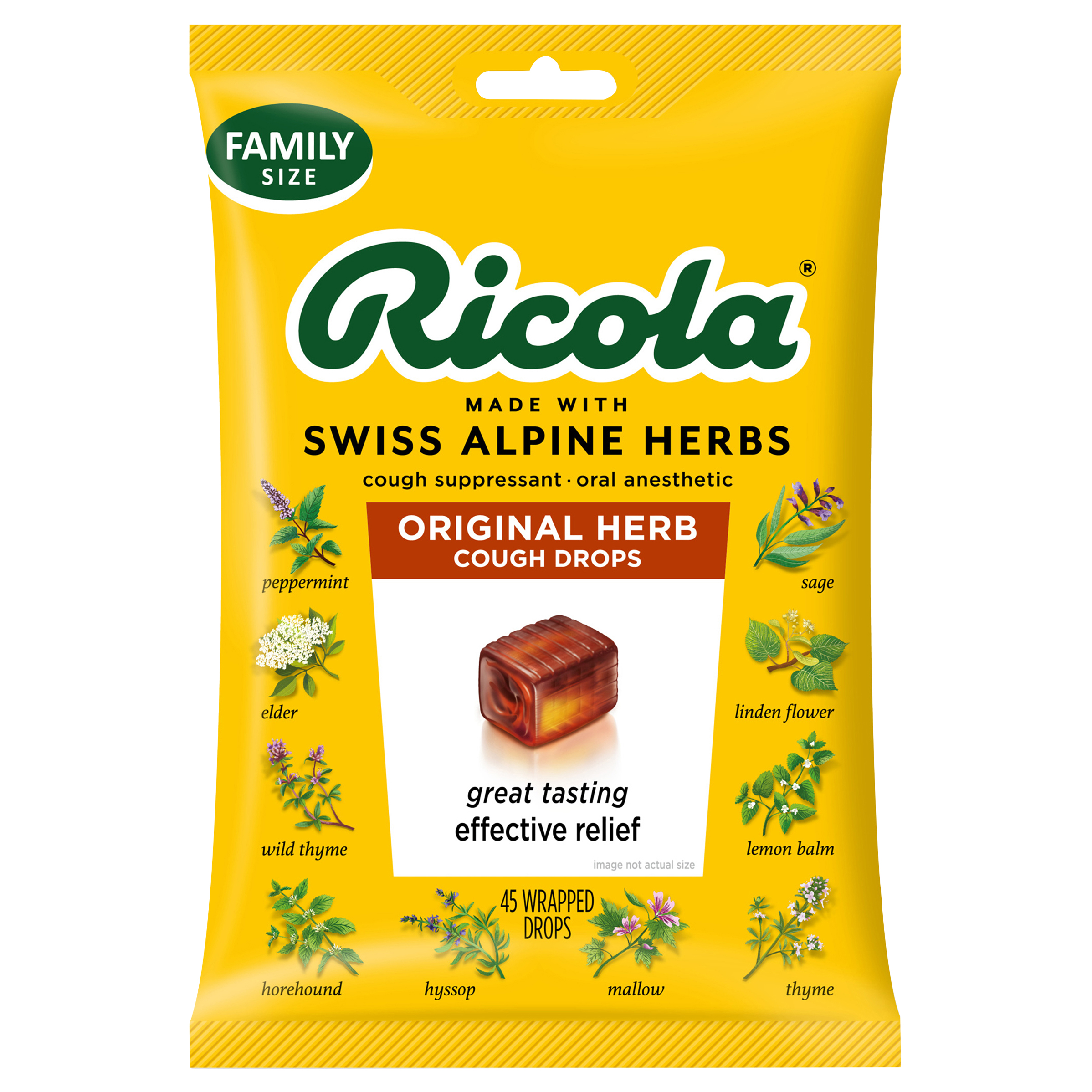 Ricola Original Herb Soothing Cough Drops , Throat Relief & Cough Suppressant, 45 Count - image 1 of 2