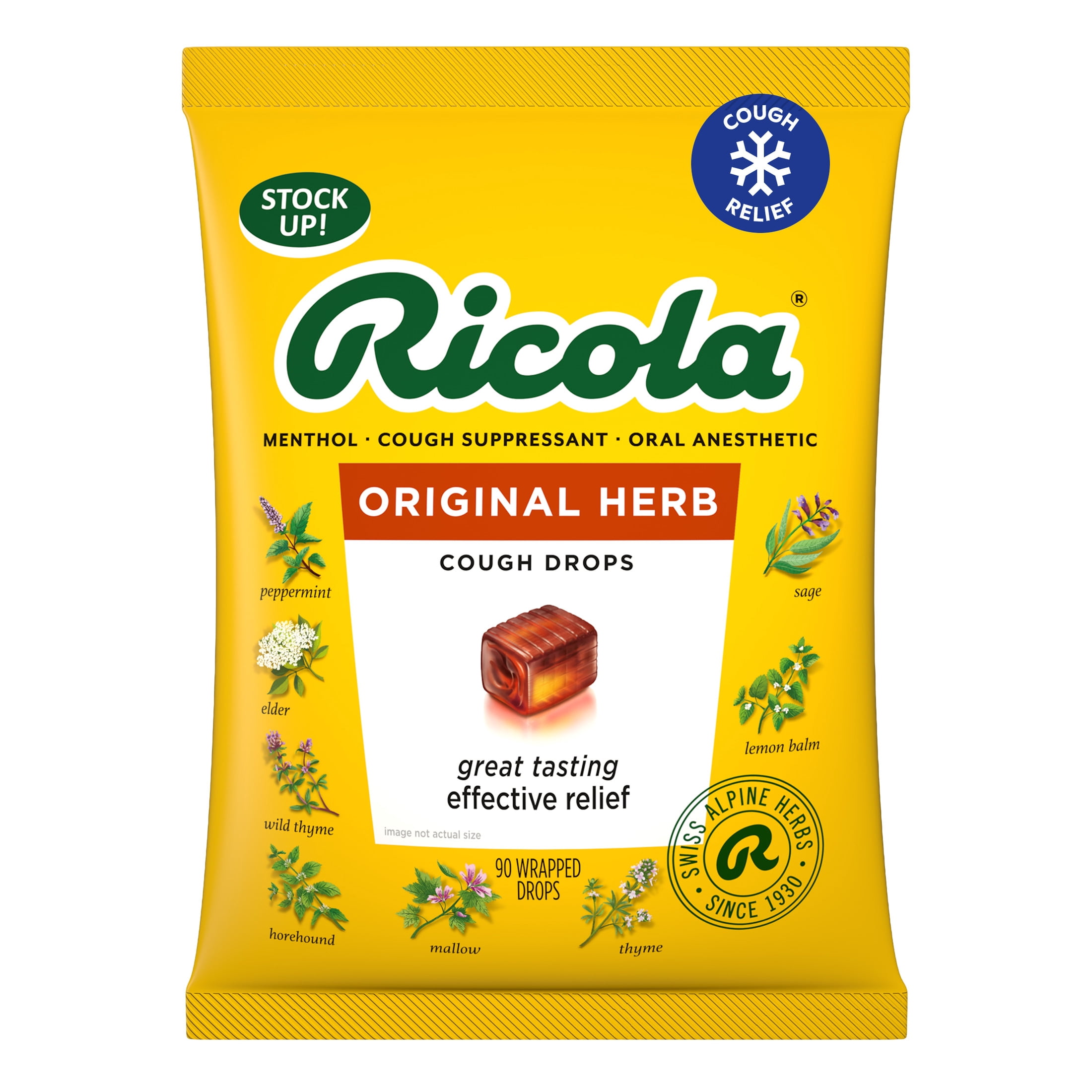 Ricola Original Herb Cough Drops, Soothing Relief for Coughs and Sore Throat, 90 Count