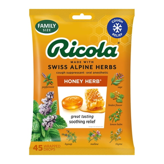 Ricola Honey Herb Cough Drops for Sore Throat and Cough Relief, Value Pack, 45 Count
