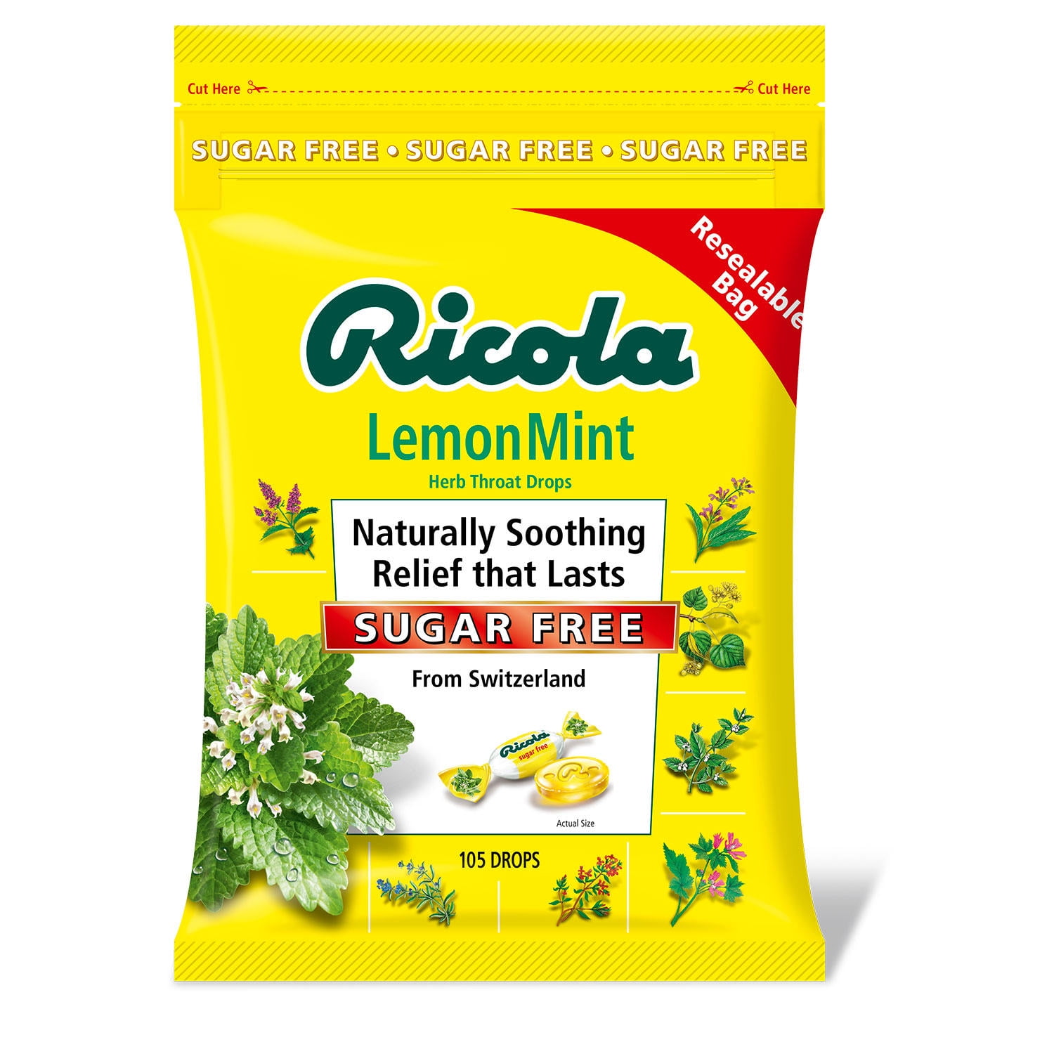 Ricola Herbal Throat Drops Lemon Mint Sugar Free, 105 Count (2