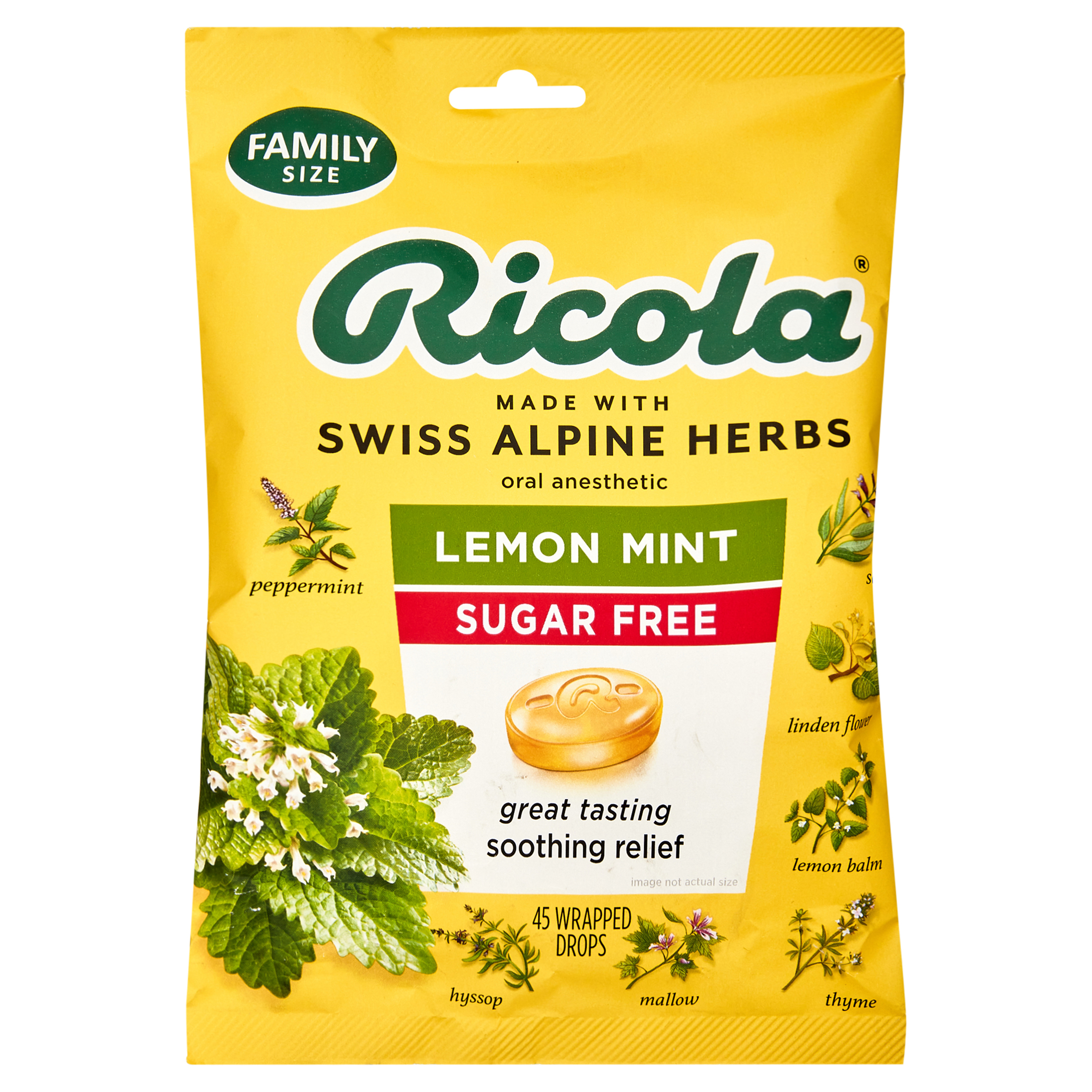 Ricola Sugar Free Lemon Mint Throat Drops, Refreshing Throat Relief - 45 Ct - image 1 of 11