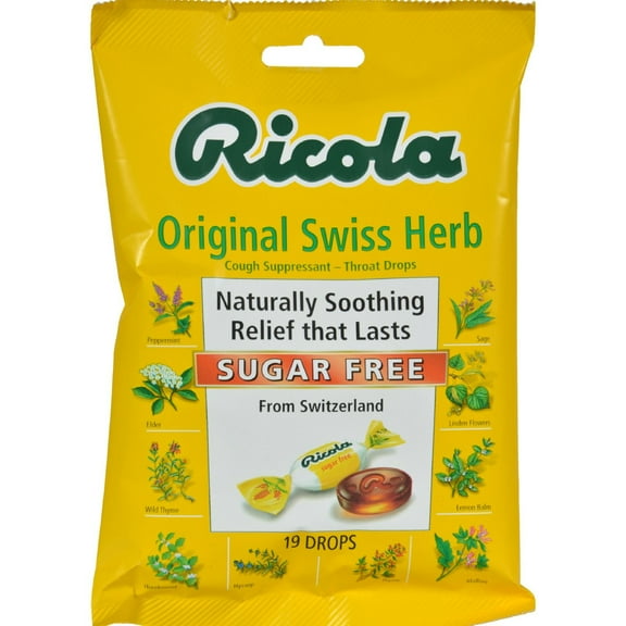 Ricola Sugar Free Original Swiss Herb Cough Drops, 19 Count (Pack of 3)