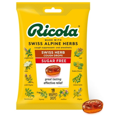 Ricola Sugar-Free Swiss Herb Soothing Cough Drops - Throat Relief & Cough Suppressant, 19 Count