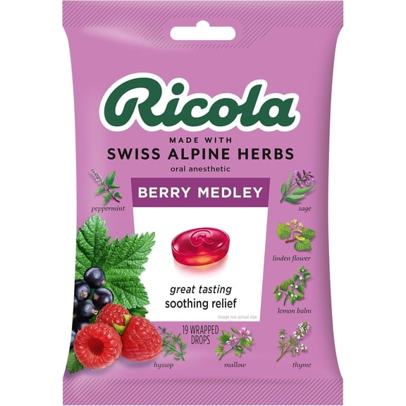 Ricola Throat Drops, Berry Medley, 19 Count