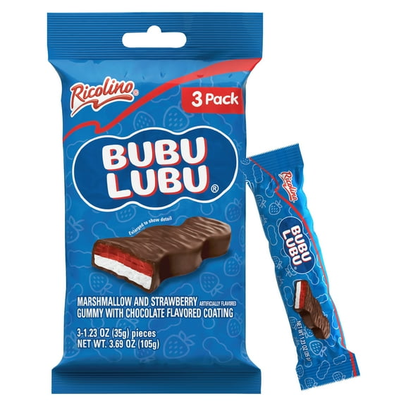 Ricolino Bubulubu 3 Ct Bag, 1.23 oz Chocolate Flavored Marshmallow Bar