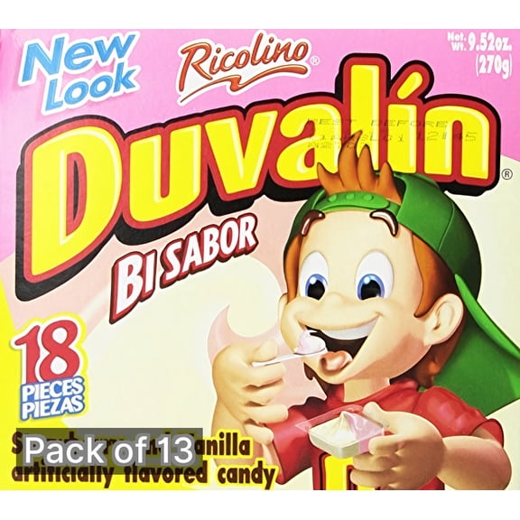Ricolino Duvalin Bi Sabor Strawberry and Vanilla Candy Cups 18-Count Box (Pack of 13)