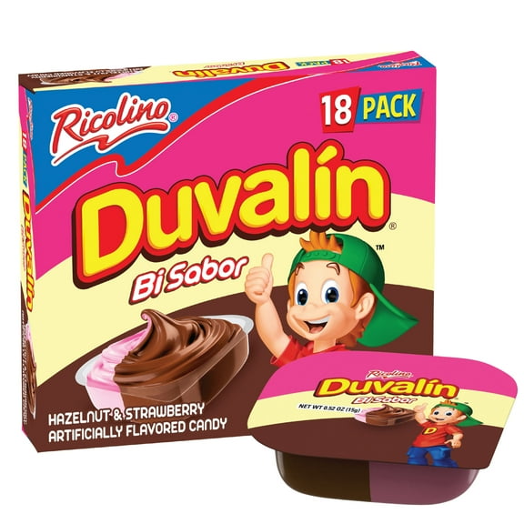 Ricolino Duvalin Hazelnut and Strawberry Candy Spread, 9.36 oz, 18 Count Box