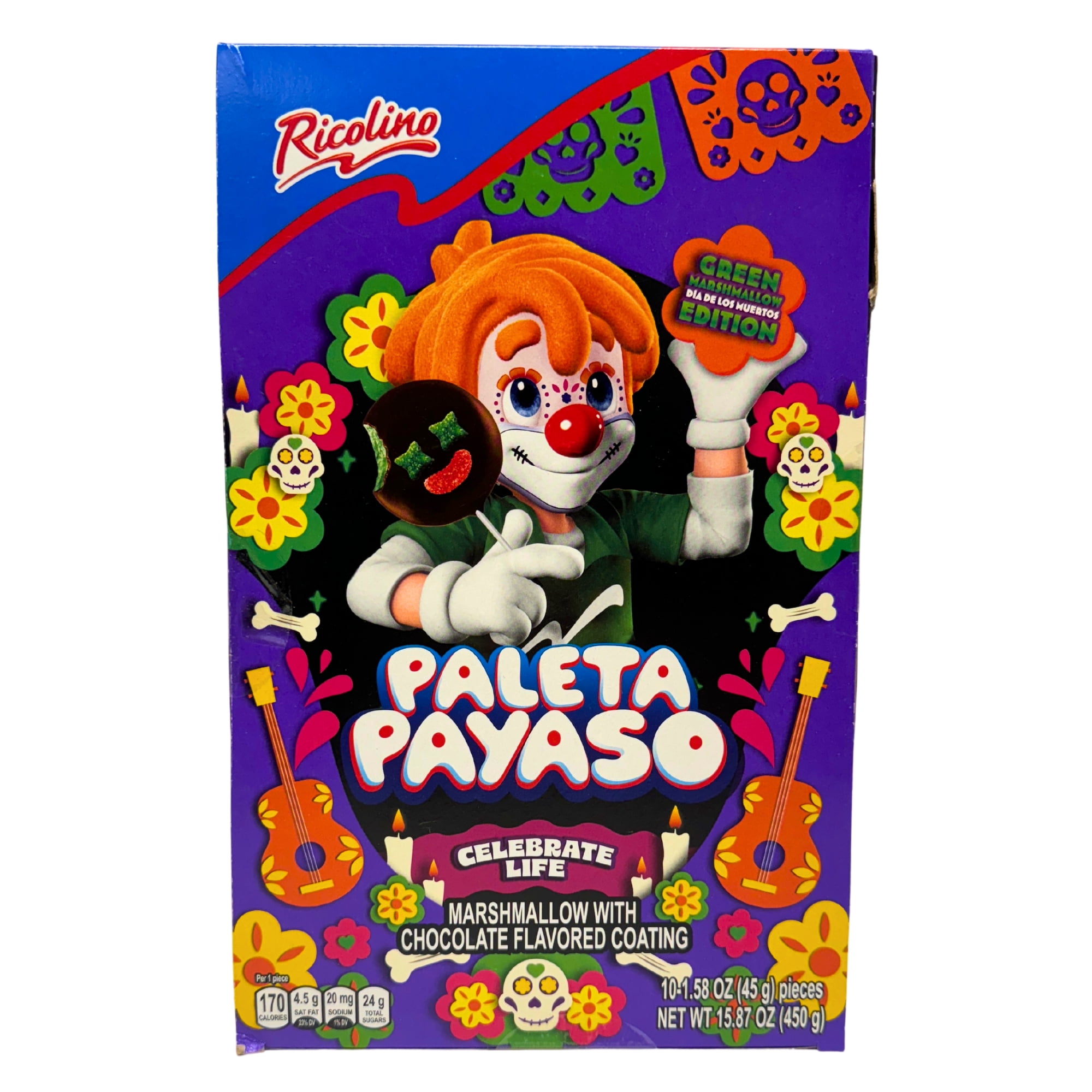 RICOLINO PALETA PAYASO CHOCOLATE HALLOWEEN MARSHMALLOW 15.87 OZ