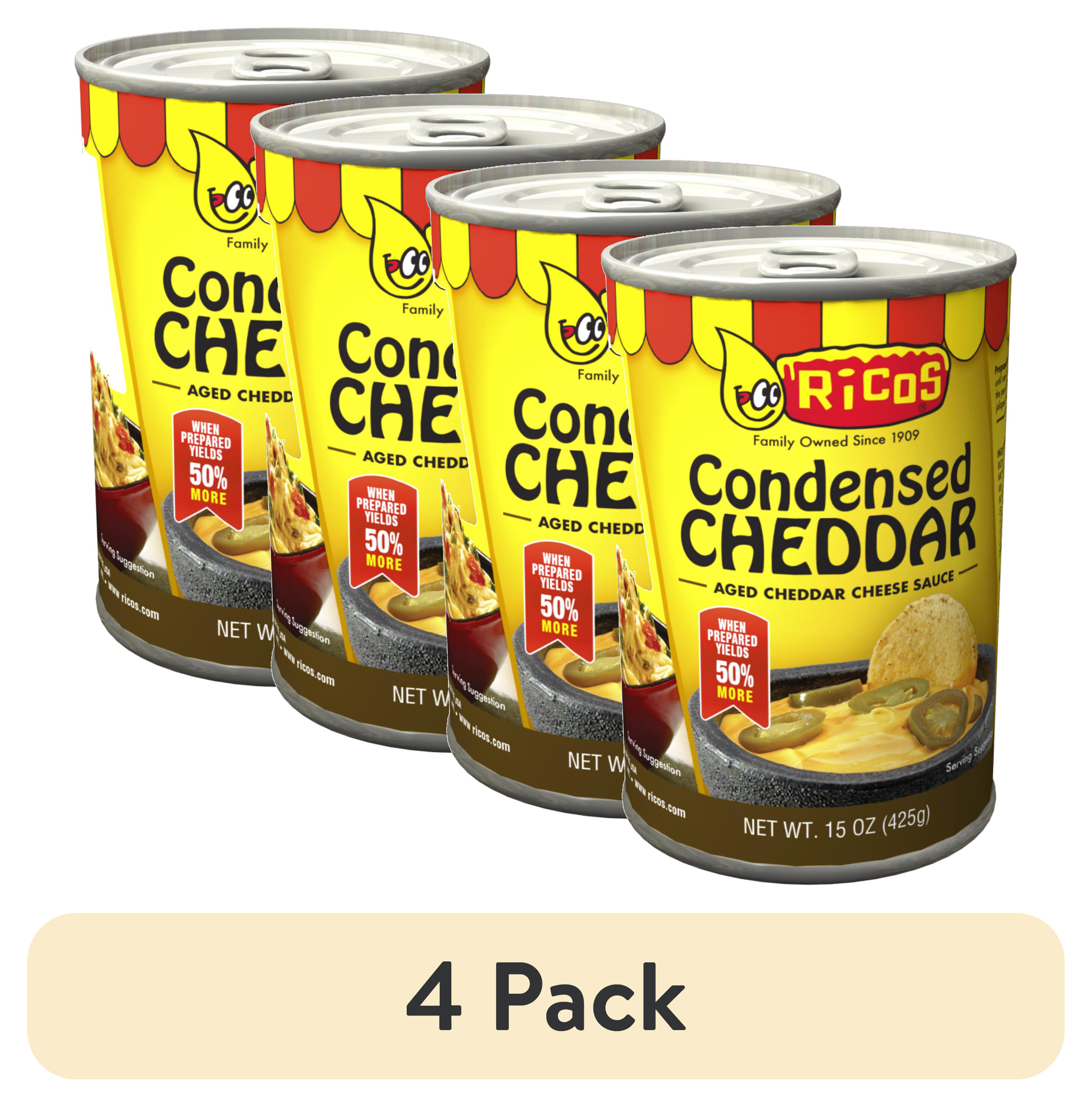 (4 pack) Ricos® Condensed Aged Cheddar Cheese Sauce, 15 oz Can