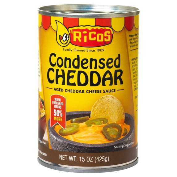 Ricos Condensed Aged Cheddar Cheese Sauce, Shelf-Stable, 15 oz Can, Spreadable