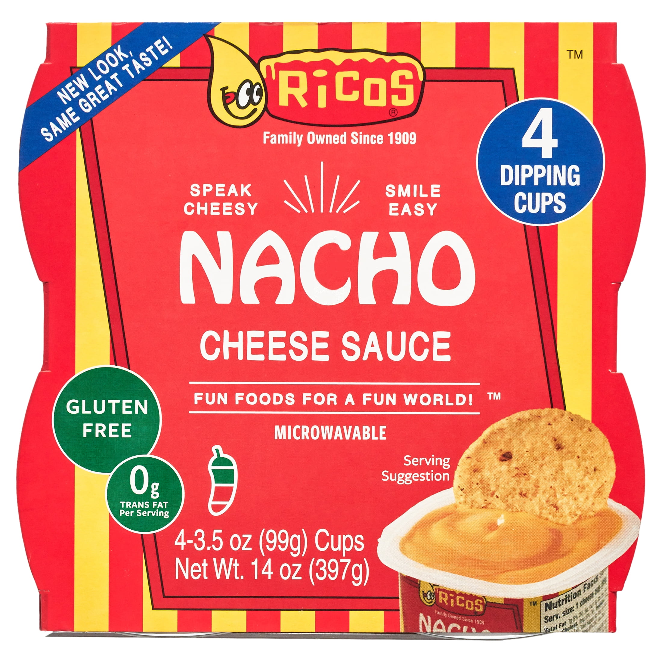 Ricos Nacho Cheese Sauce 3.5oz Cup 4 Count Shelf Stable