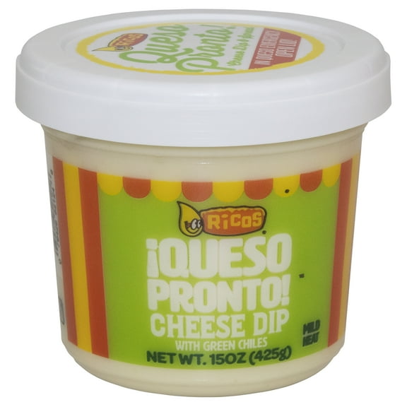 Ricos Queso Pronto Mild Cheese Dip & Spread with Green Chiles, 15 oz, Tub, Shelf-Stable