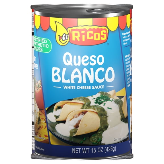 Ricos Queso Blanco White Cheese Sauce, 15 oz Can, Shelf-Stable, Liquid