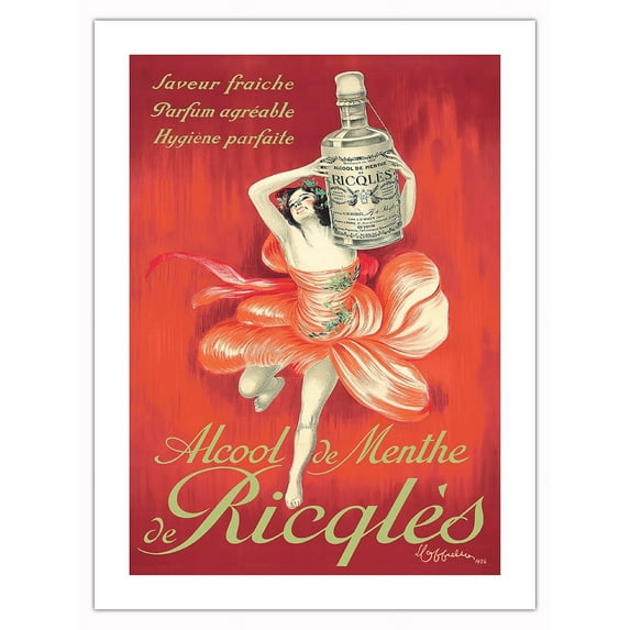 Ricqlès Peppermint Spirit (Alcool De Menthe Ricqlès) - Vintage France Advertising Poster by Leonetto Cappiello c.1924 - Fine Art Matte Paper Print (Unframed) 18x24in