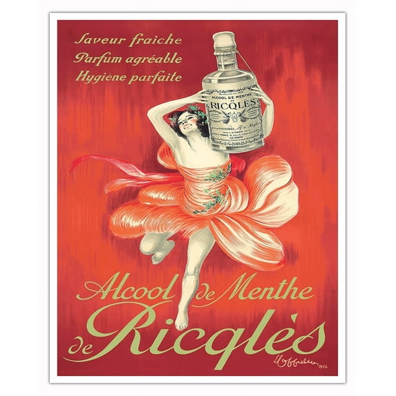 Ricqlès Peppermint Spirit (Alcool De Menthe Ricqlès) - Vintage France Advertising Poster by Leonetto Cappiello c.1924 - Fine Art Matte Paper Print (Unframed) 16x20in