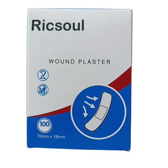 Ricsoul Adhesive Bandages, Basic Care Flexible Fabric Adhesive Bandages, First Aid and Wound Care Supplies, All-One Size, 100 Count
