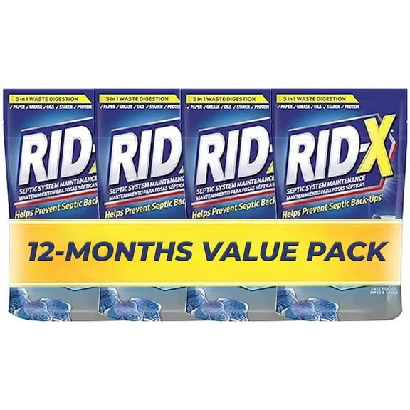 Rid-X Septic System Treatment, Septic Tank Treatment, 3-Monthly Supply Dual Action Septi-Pacs - 3.2 oz (Pack of 4)